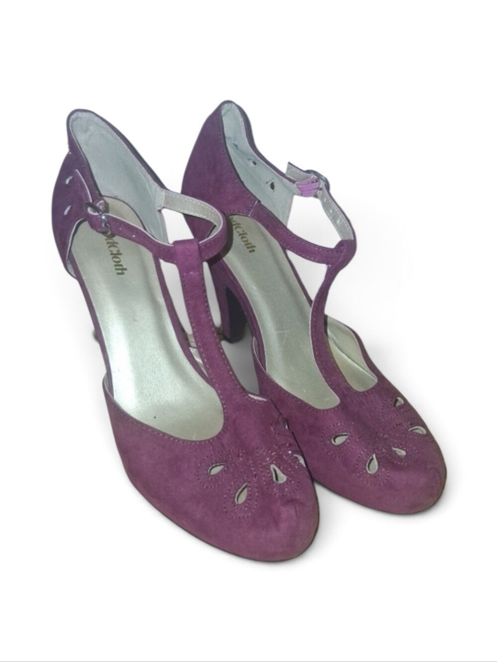 Modcloth Plum Suede T-Strap Heels